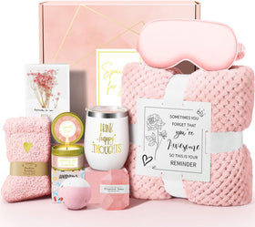 Kalokey Spa Gift Basket Set with flannel blanket and bath products