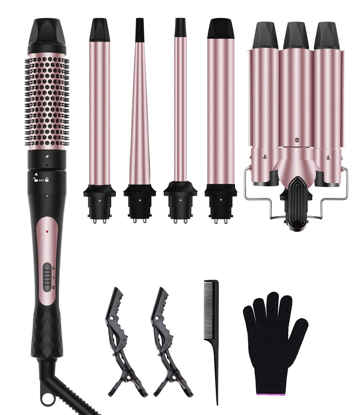 Karrong 6 in 1 Curling Iron Set with all barrels and brush