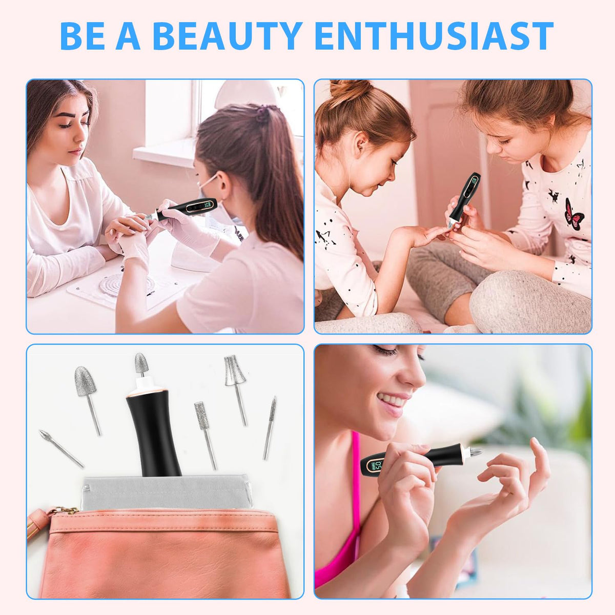 Karrong cordless nail drill in use for manicure and pedicure