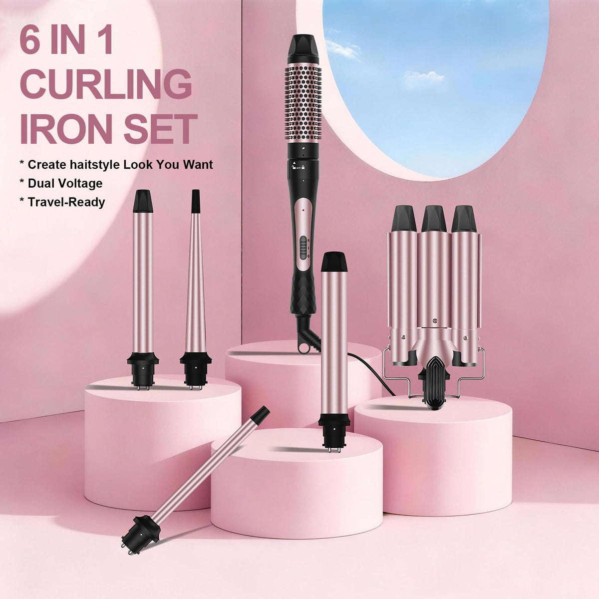 Karrong curling iron set with styling comb and clips