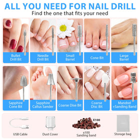 Karrong nail drill kit with various stainless steel drill bits