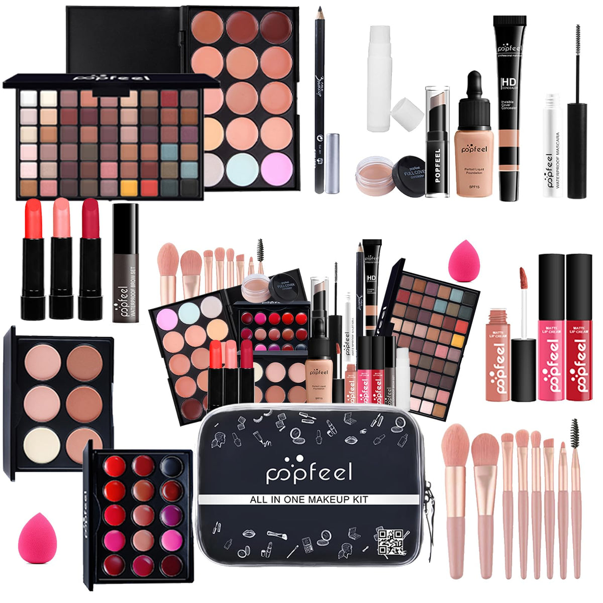 KARUIZI All-in-One Makeup Kit front view with various makeup products