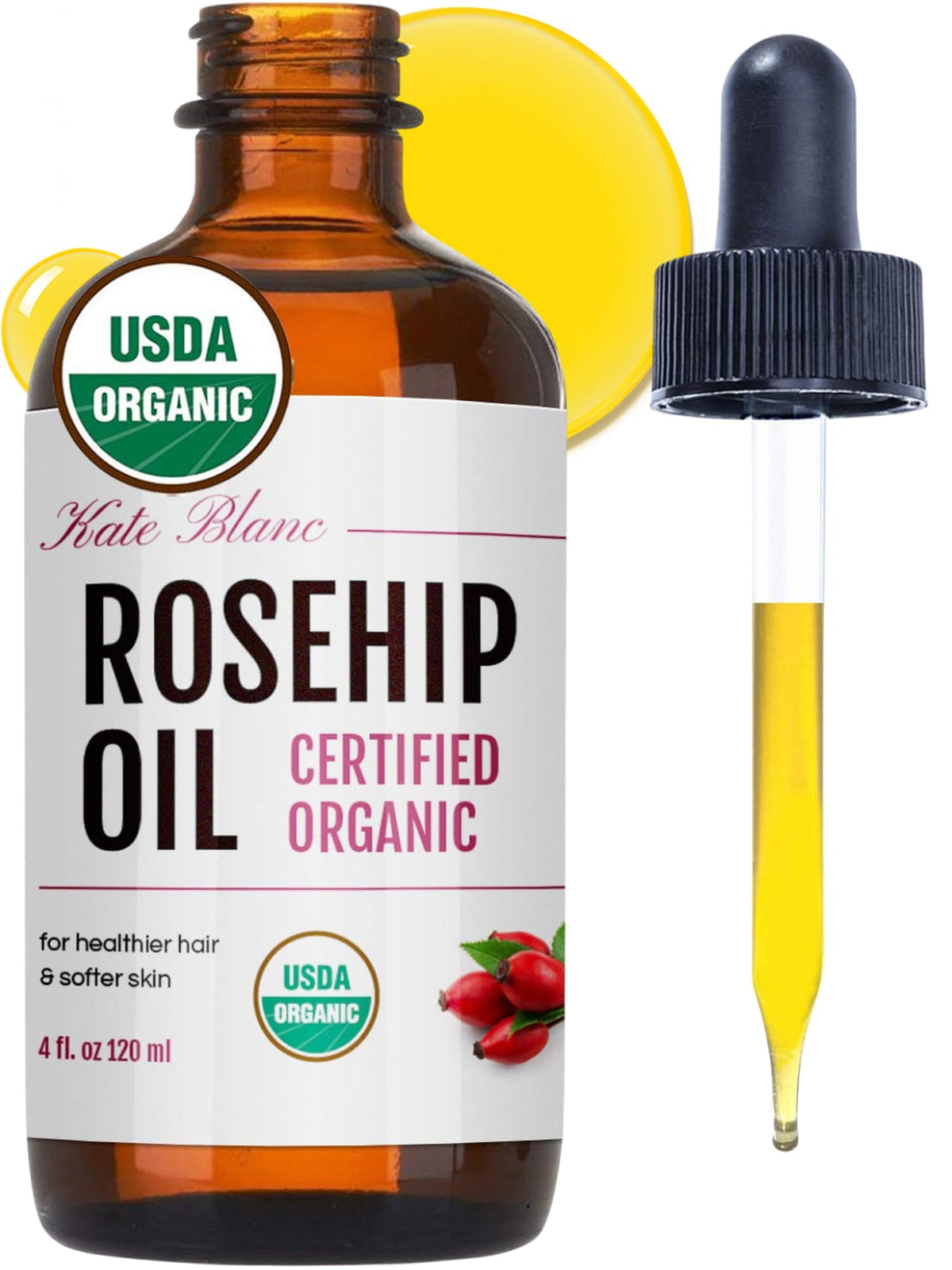 Kate Blanc Cosmetics Rosehip Oil 4oz front view