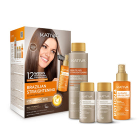 KATIVA Brazilian Keratin Straightening Kit front view with all components