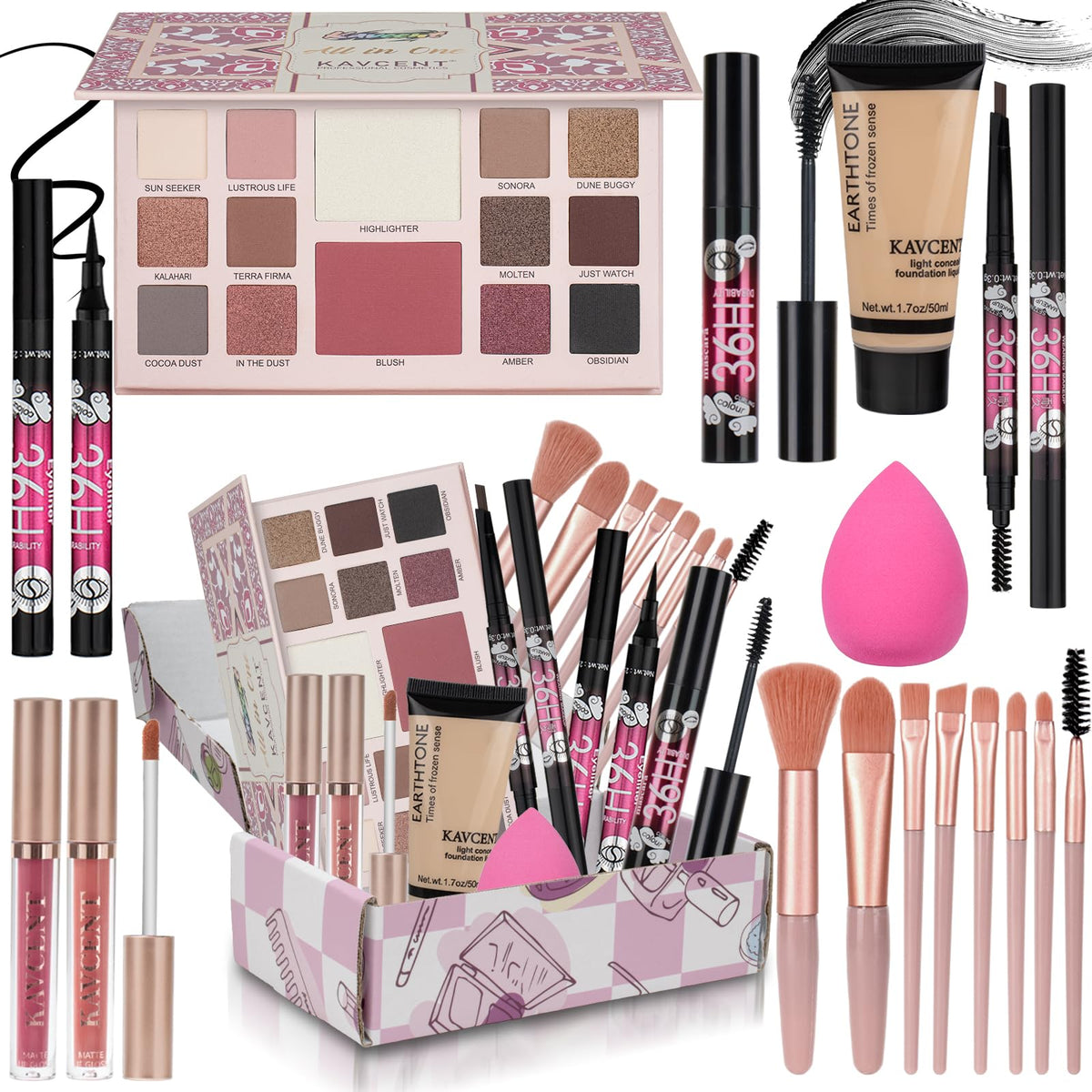 KAVCENT Makeup Kit for Teens 14 Colour Palette front view