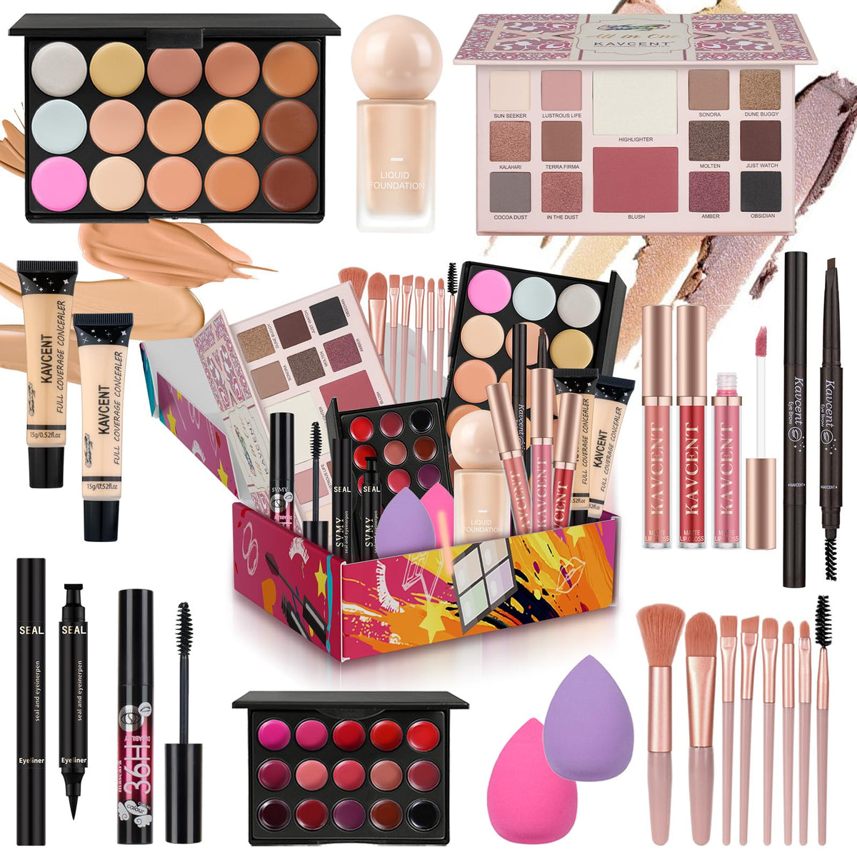 KAVCENT Makeup Kit for Women Teens with 14 colours and accessories