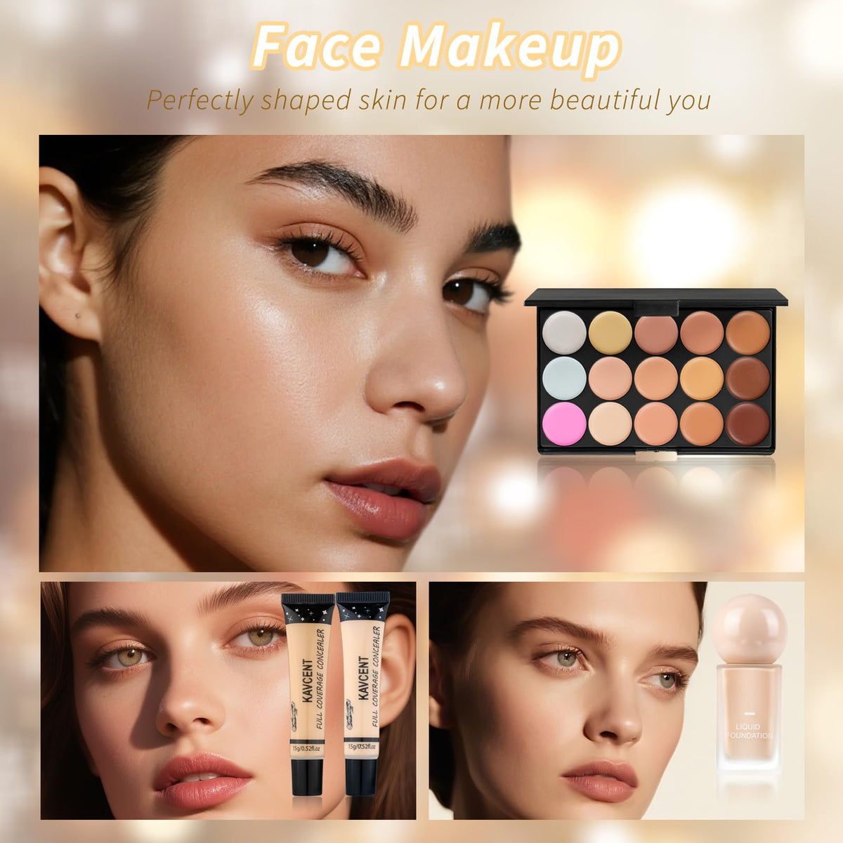 KAVCENT Makeup Kit foundation and concealer close-up