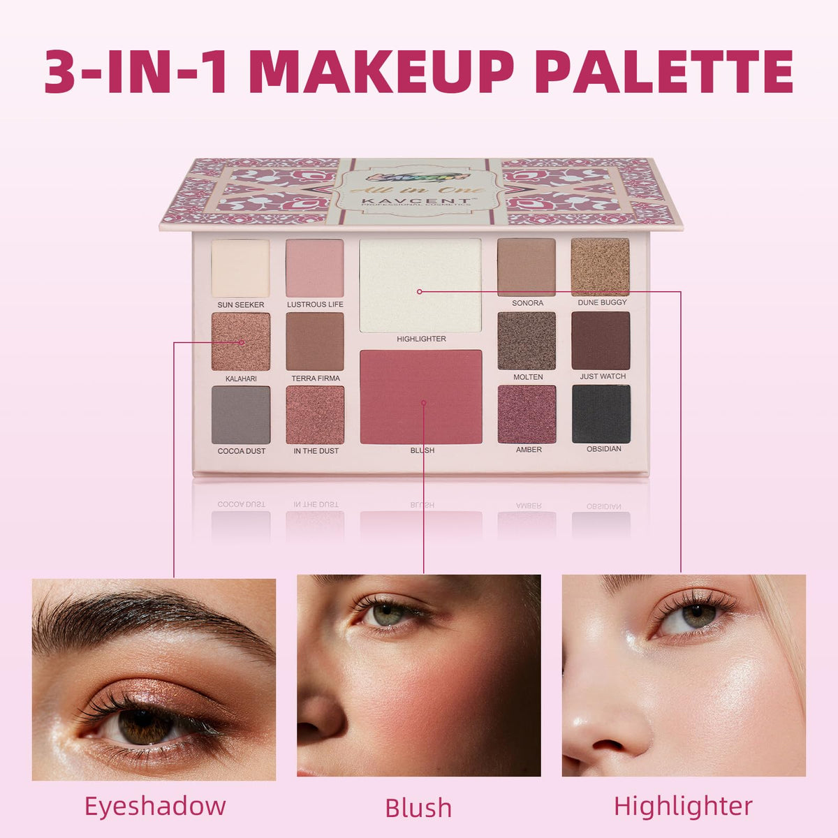 KAVCENT Makeup Kit includes foundation, lip gloss, and brushes
