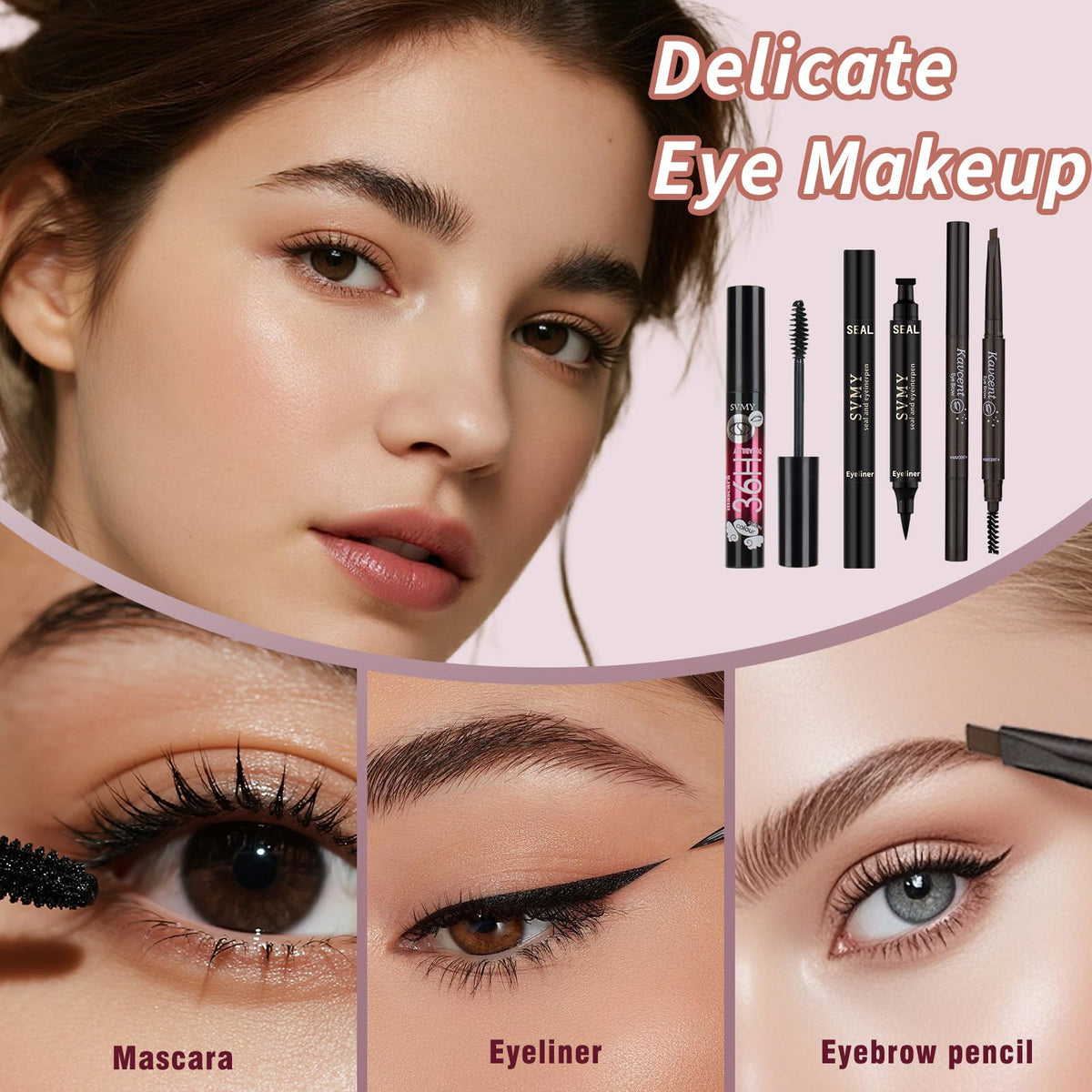 KAVCENT Makeup Kit mascara and makeup sponge