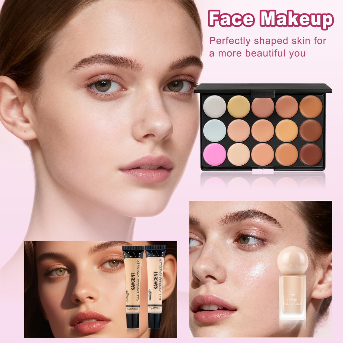 KAVCENT Makeup Kit with lip gloss and concealer palette