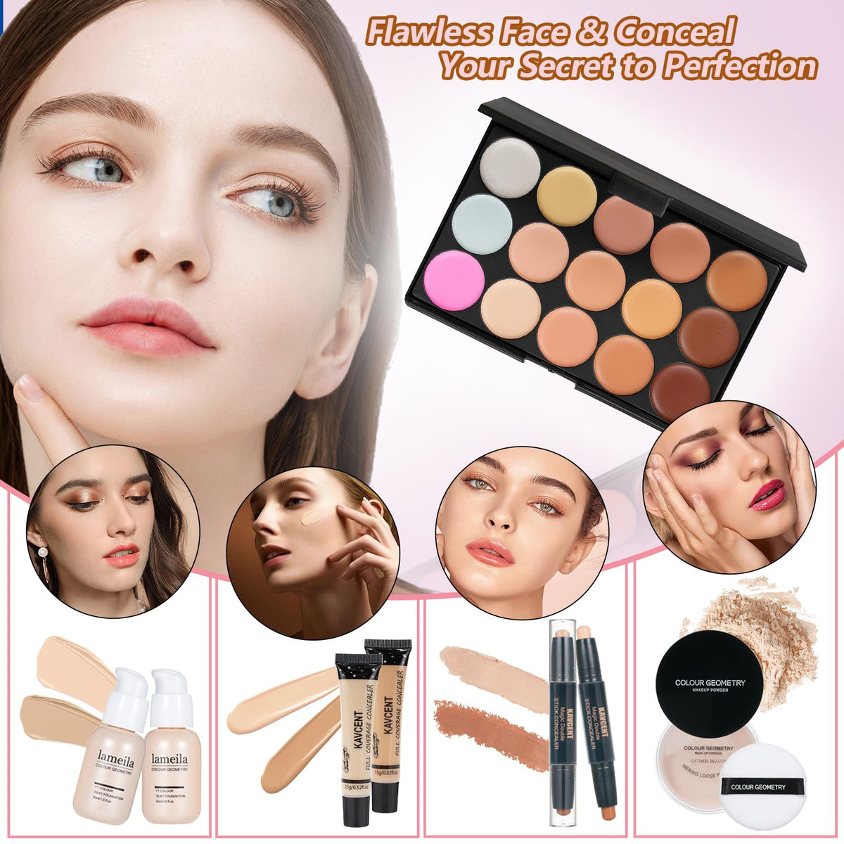 KAVCENT Makeup Set including foundation and concealer