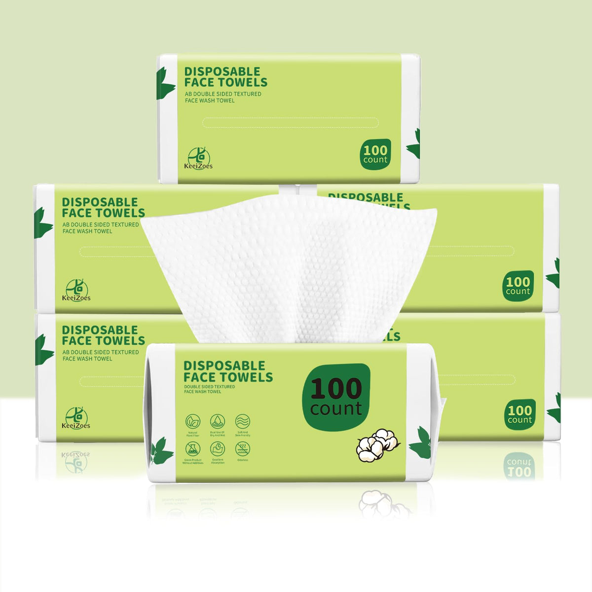 KeeiZoes Disposable Face Towels 600 Count packaging front view