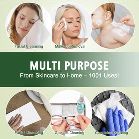 KeeiZoes Disposable Face Towels stacked for easy access
