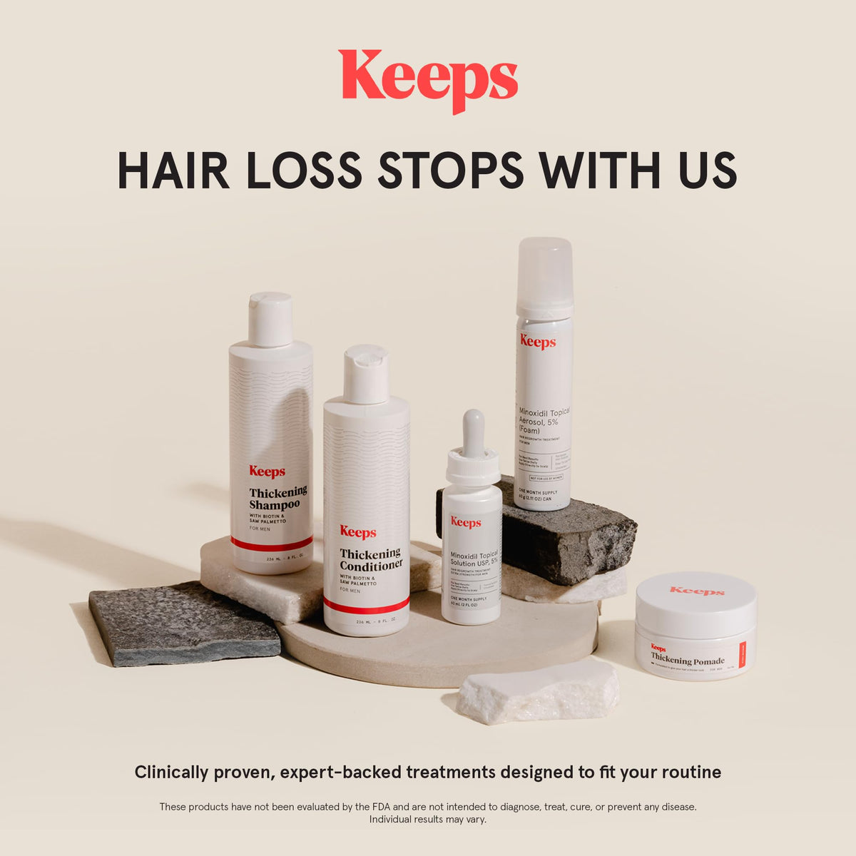 Keeps Minoxidil Foam 5% on a bathroom counter