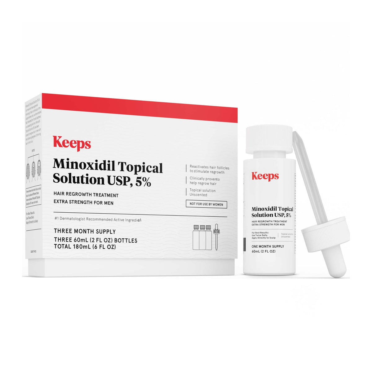 Keeps Minoxidil Solution 5% for Men 2 fl oz bottle front view