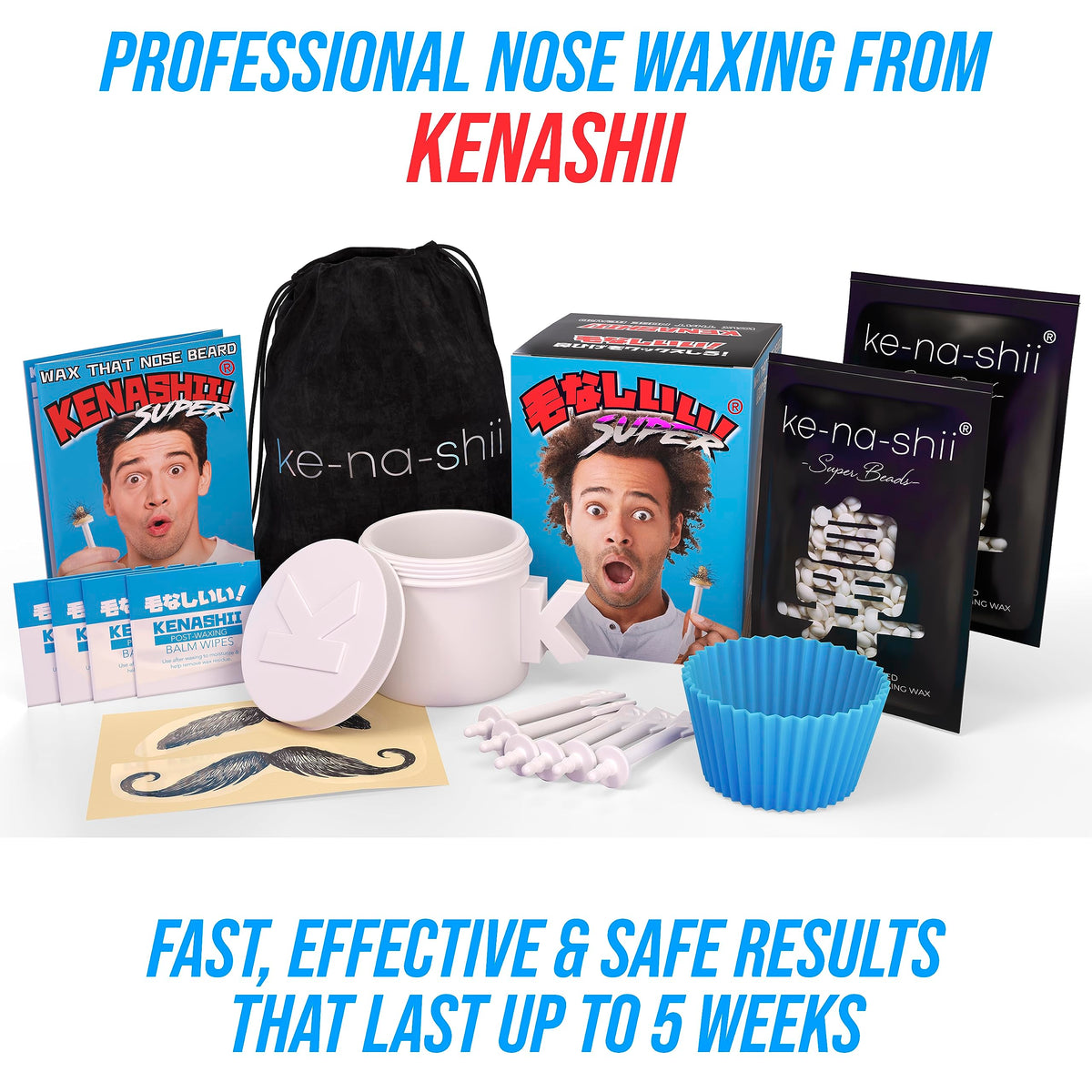 KENASHII Super Nose Waxing Kit applicators and mustache guards