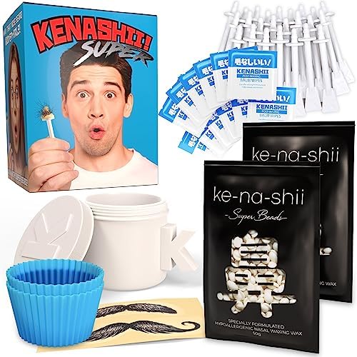 KENASHII Super Nose Waxing Kit front view with wax and applicators