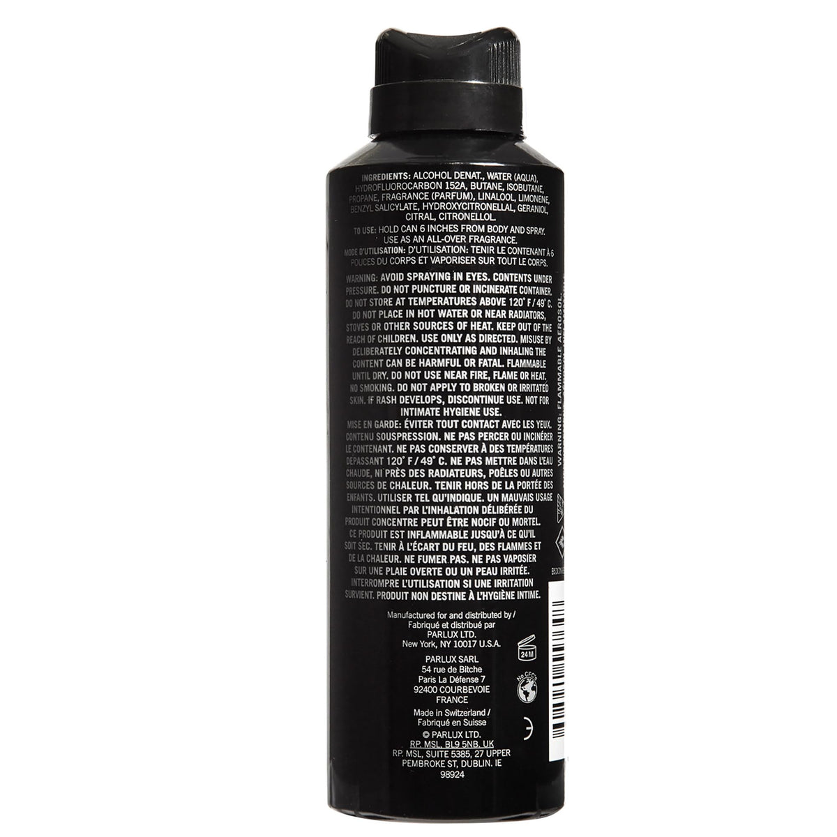 Kenneth Cole Black Body Spray packaging design