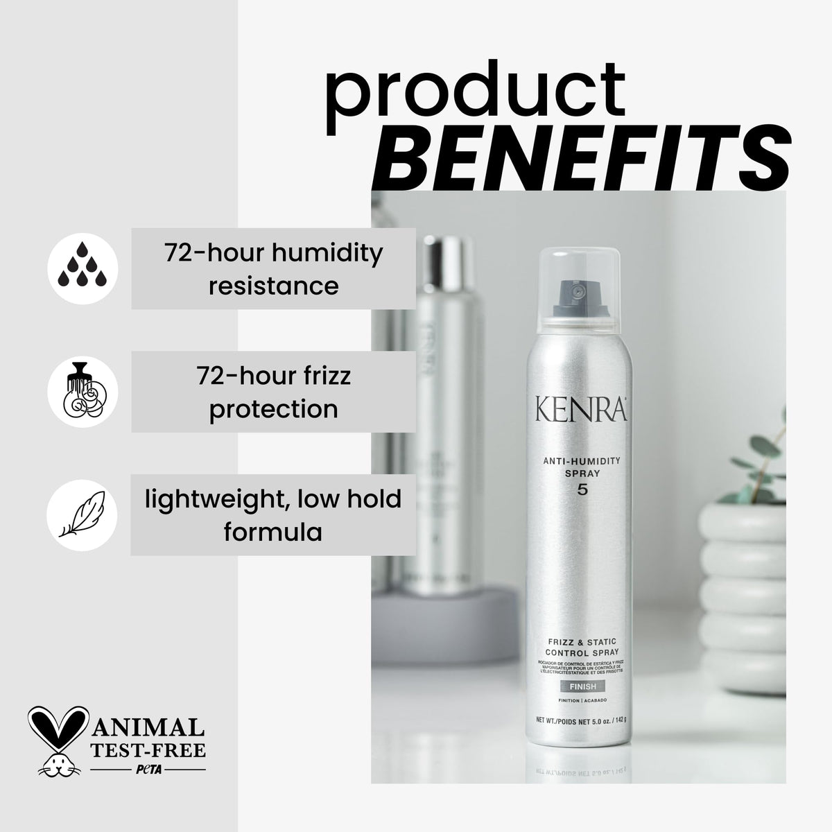 Kenra Anti-Humidity Spray 5 back view showing ingredient list
