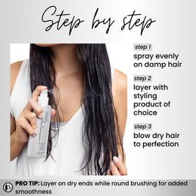 Kenra Platinum Blow-Dry Spray being applied to hair