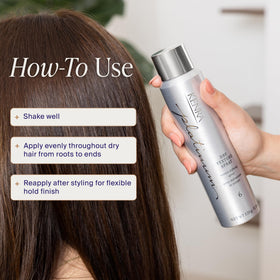 Kenra Platinum Dry Texture Spray 6 held in hand showing size