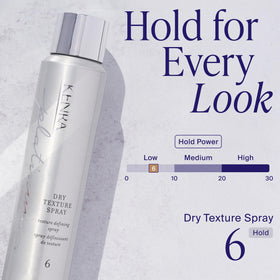 Kenra Platinum Dry Texture Spray 6 in a lifestyle setting on a bathroom counter