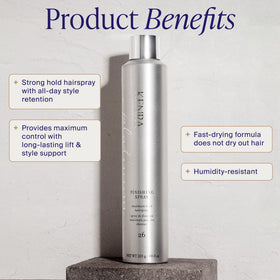 Kenra Platinum Finishing Spray 26 back view with ingredient list