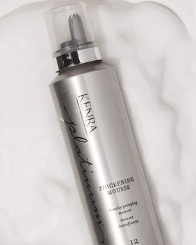Kenra Platinum Thickening Mousse 12 on styled hair