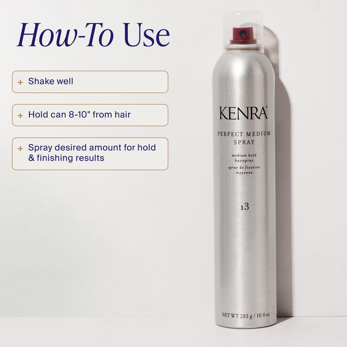 Kenra Professional Perfect Medium Spray 10 oz application on hair