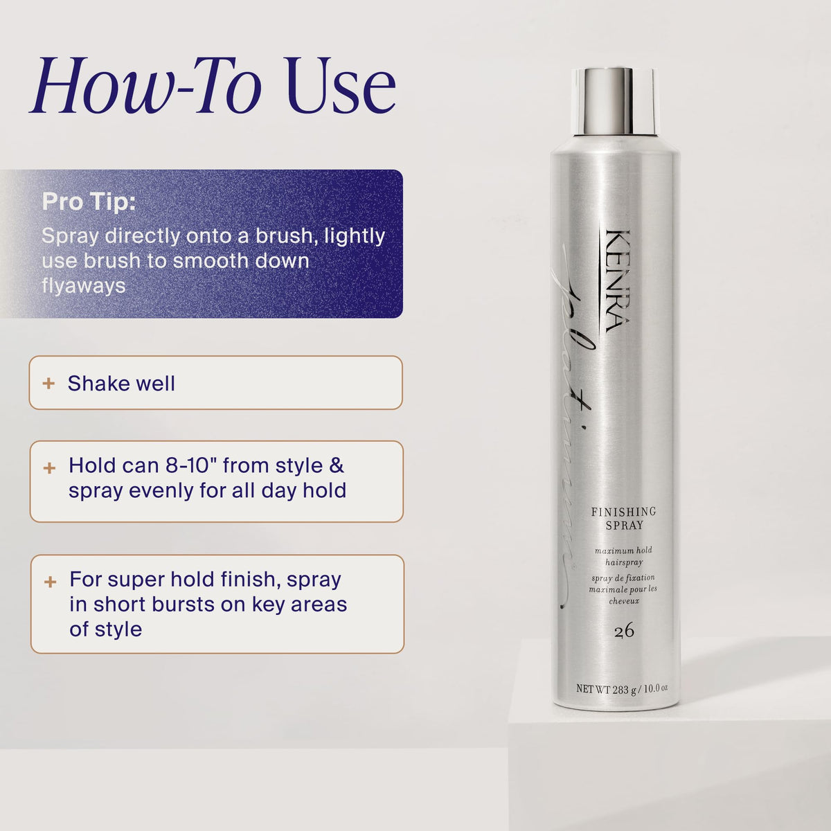 Kenra Professional Platinum Finishing Spray 10oz in a bathroom setting