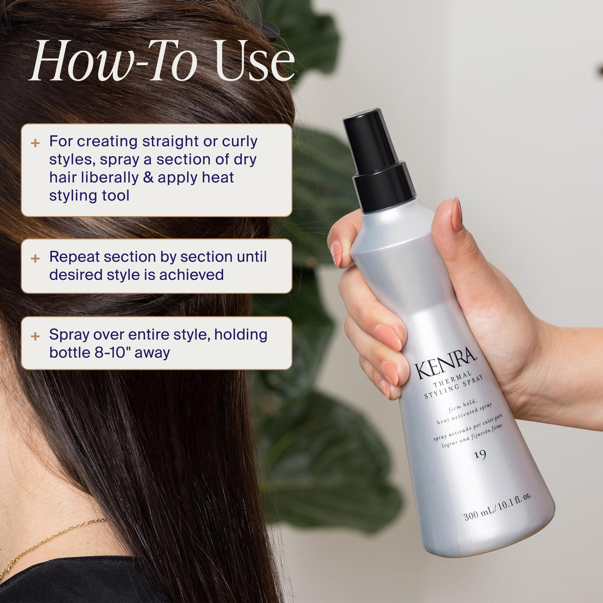 Kenra Thermal Styling Spray 19 back view with ingredients