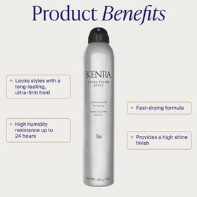 Kenra Ultra Freeze Spray 30 back view with ingredient list