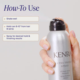 Kenra Ultra Freeze Spray 30 high shine finish on hair