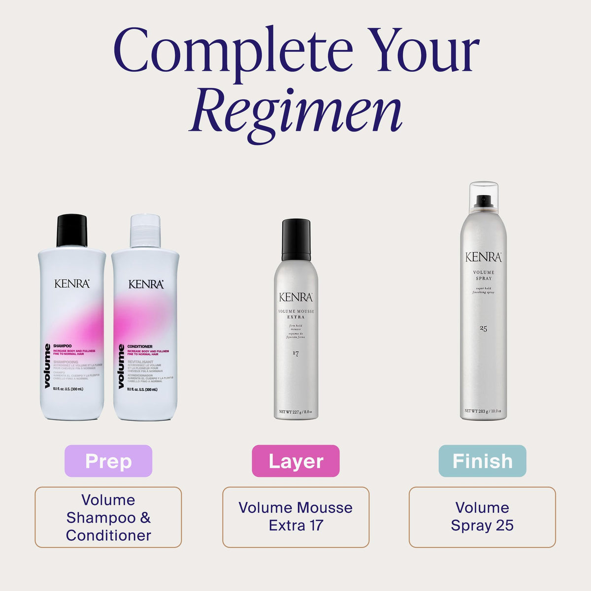 Kenra Volume Mousse Extra 17 lifestyle scene with hair tools