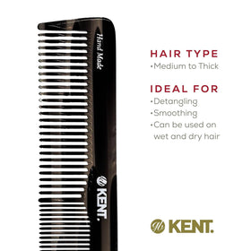 KENT 16T Black Graphite Comb displayed on a bathroom counter