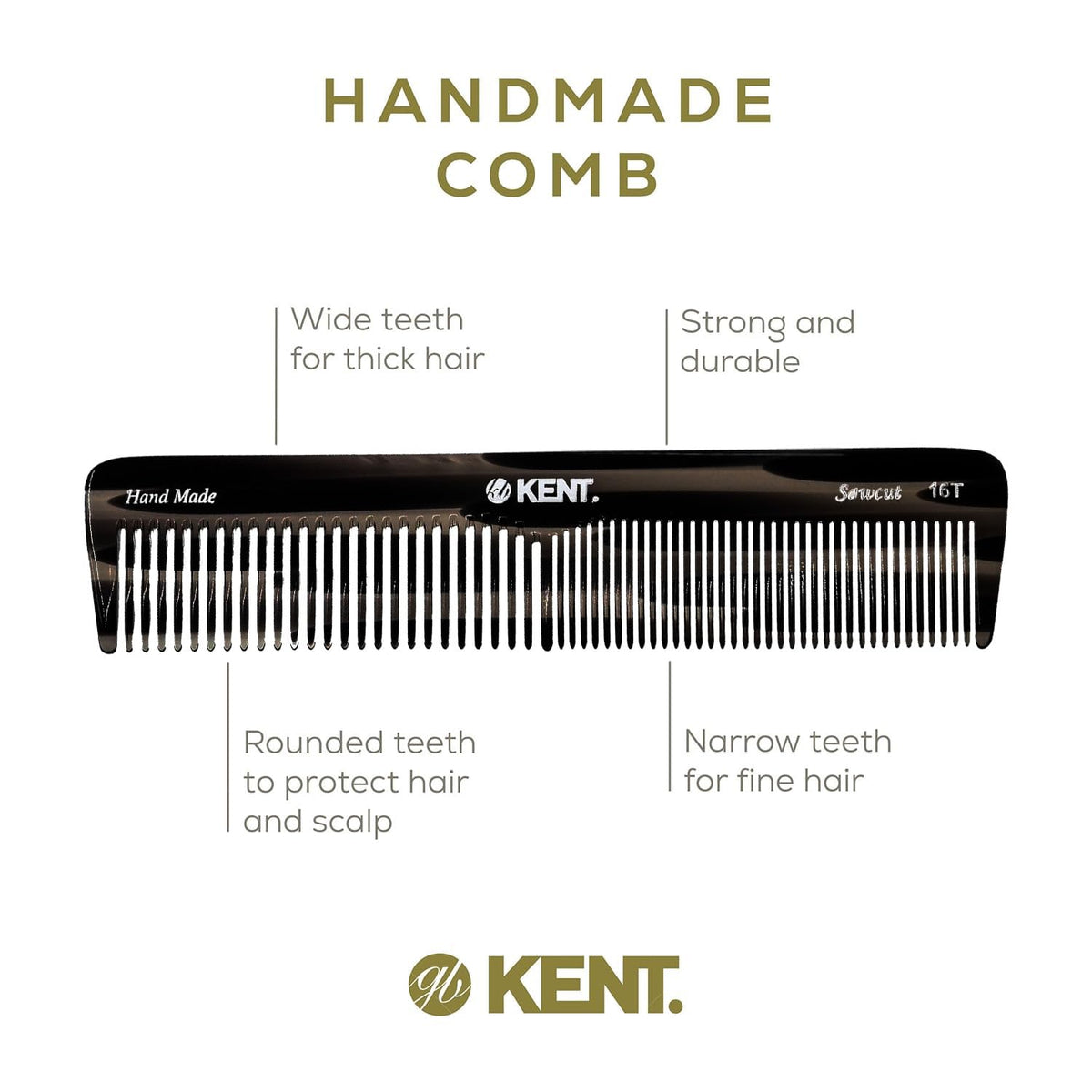 KENT 16T Black Graphite Comb in a grooming setup