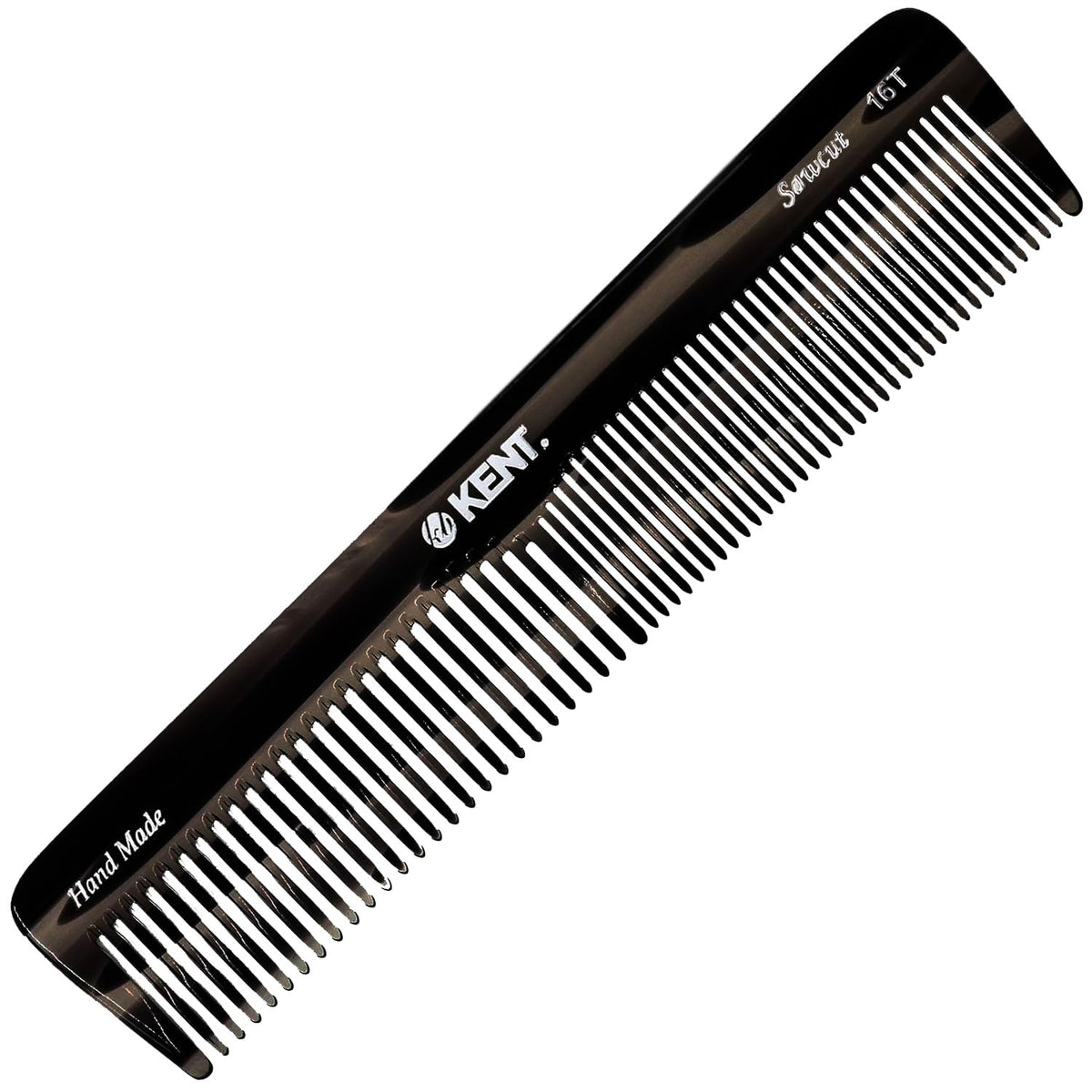KENT 16T Black Graphite Hair Comb front view