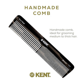 KENT 16T Black Graphite Hair Comb with fine and wide teeth