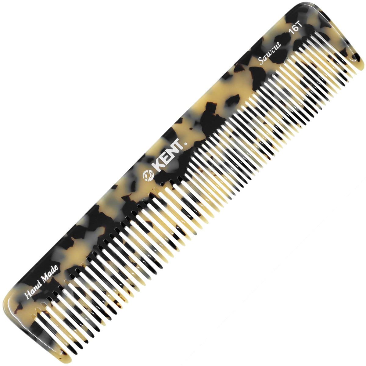 KENT 16T Hair Comb front view with fine and wide teeth