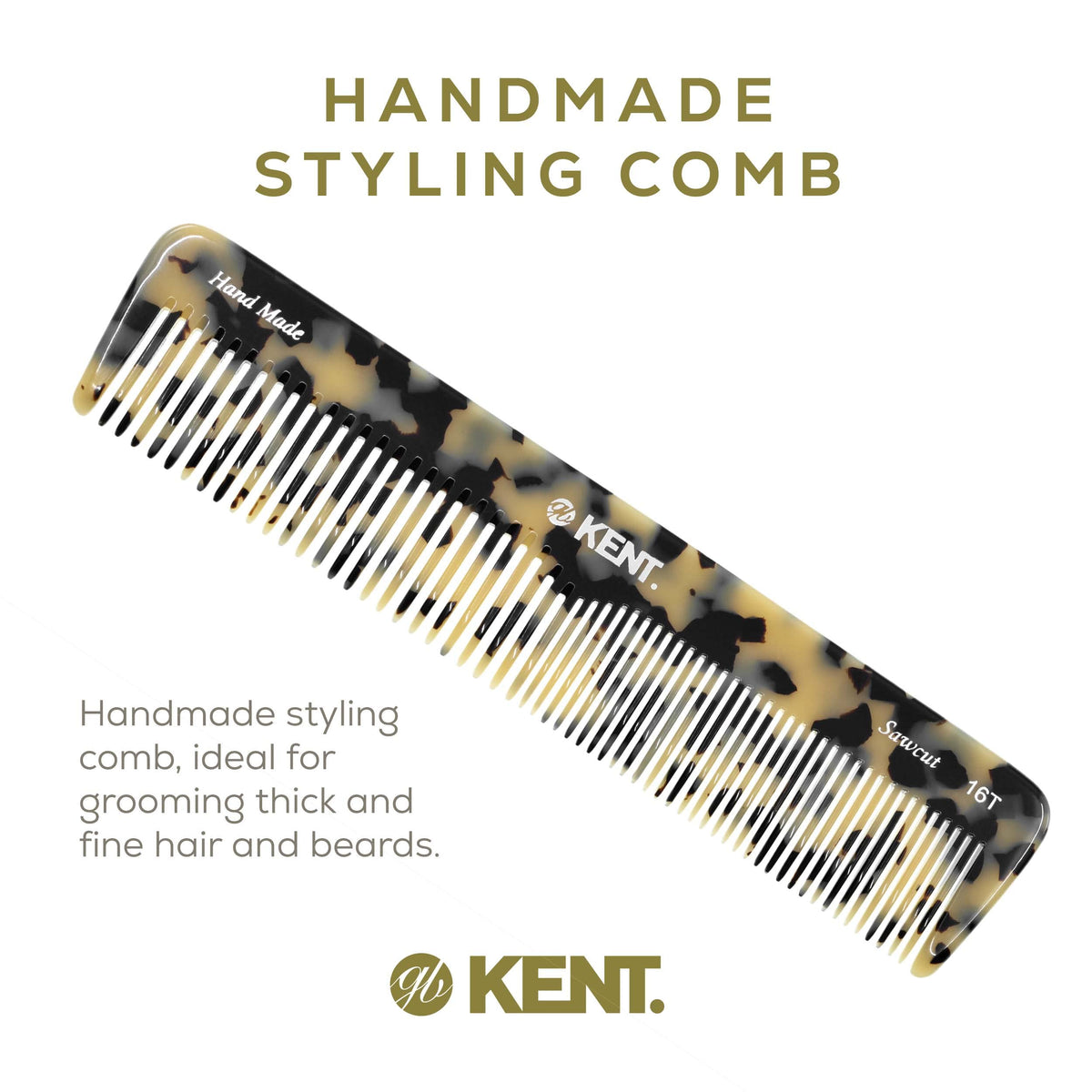 KENT 16T Hair Comb on a bathroom counter
