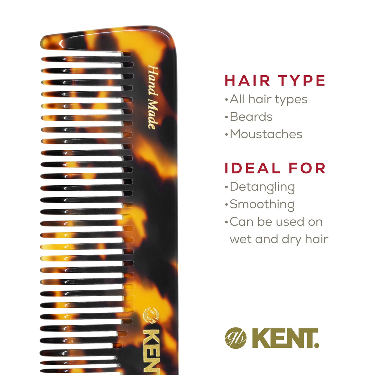 KENT 16T Hair Comb on a wooden dresser