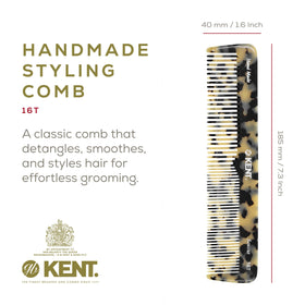 KENT 16T Hair Comb showing saw-cut design and rounded teeth
