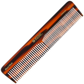 KENT 16T Tortoise Comb front view with fine and wide teeth