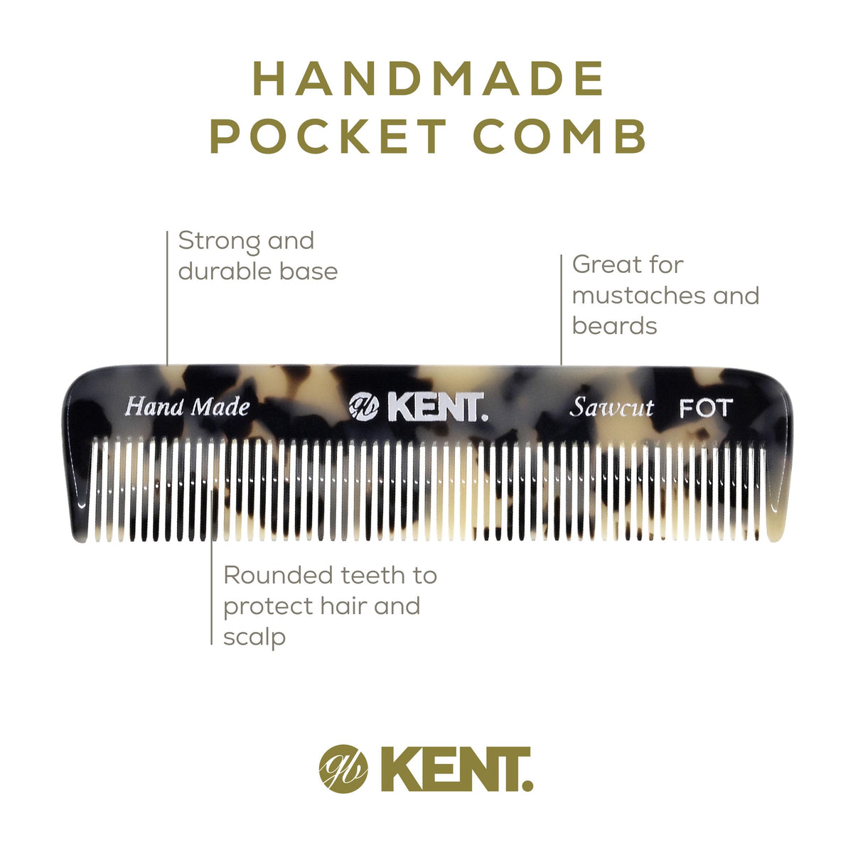 KENT Fine Tooth Comb 4.5 inch with rounded teeth