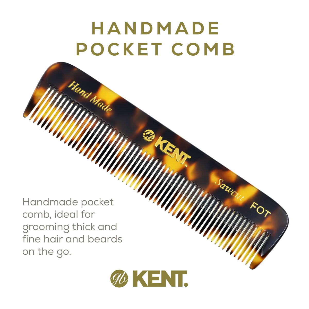 KENT Fine Tooth Comb in a pocket for easy travel