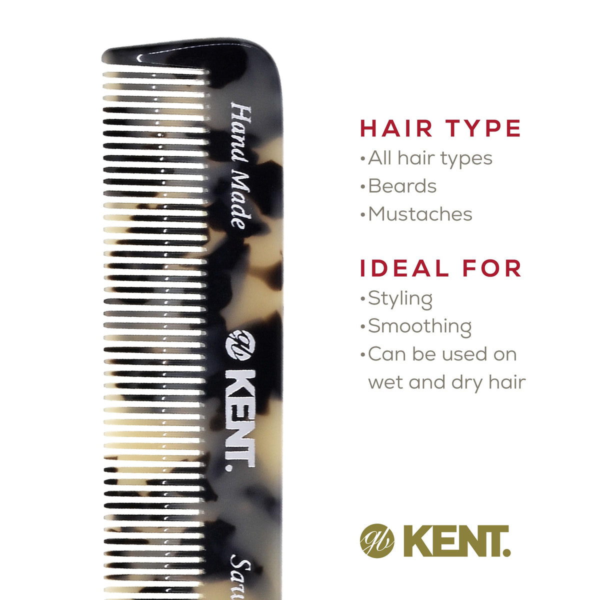 KENT Fine Tooth Comb on a wooden surface