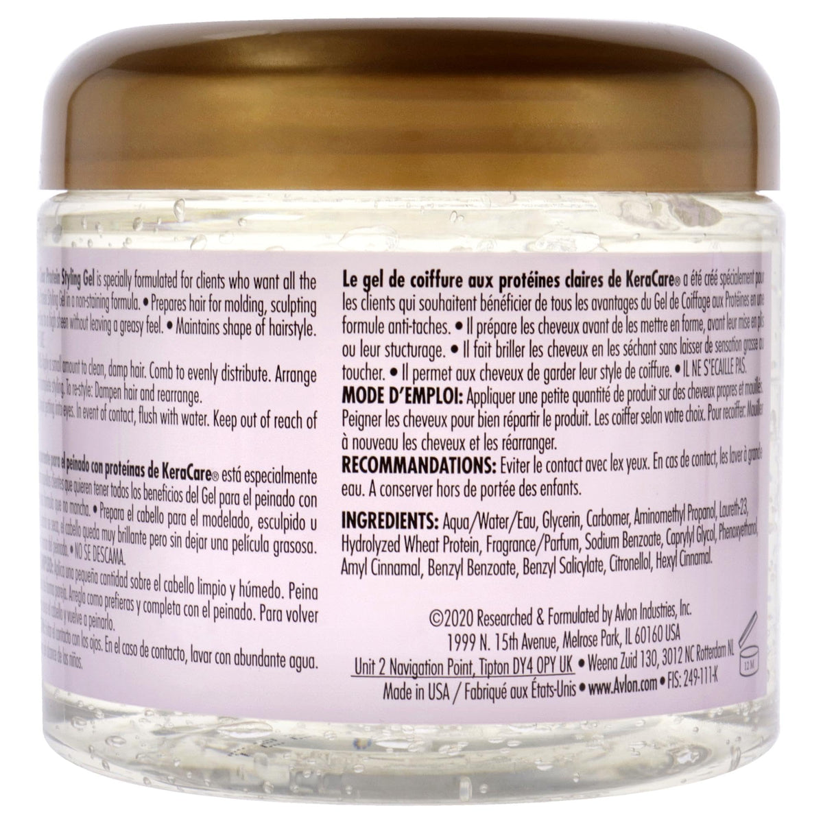 KeraCare Protein Styling Gel Clear 16Oz packaging