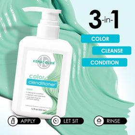 KERACOLOR Color + Clenditioner Mint 12 Fl Oz with application on hair