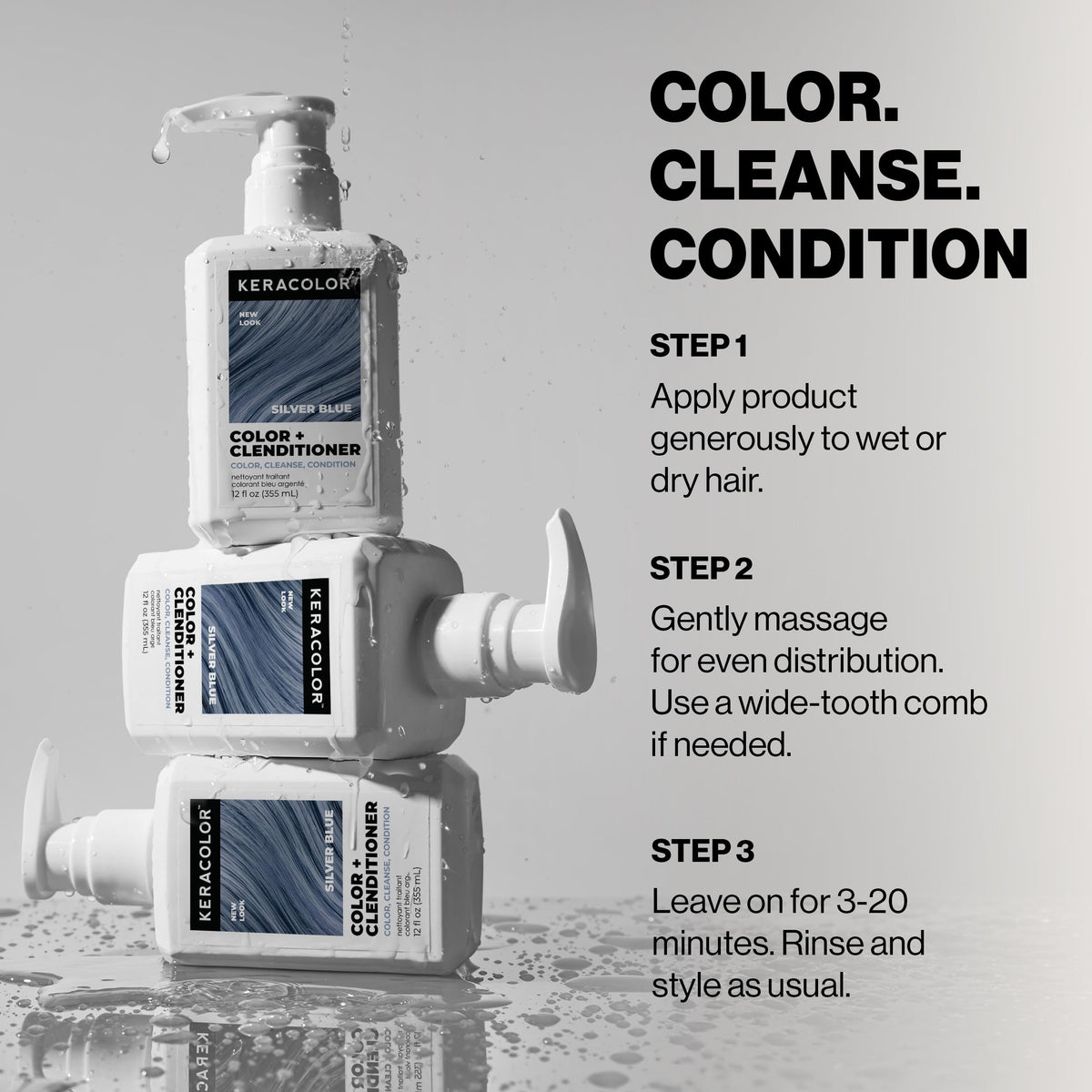 KERACOLOR Color + Clenditioner Silver Blue in bathroom setting