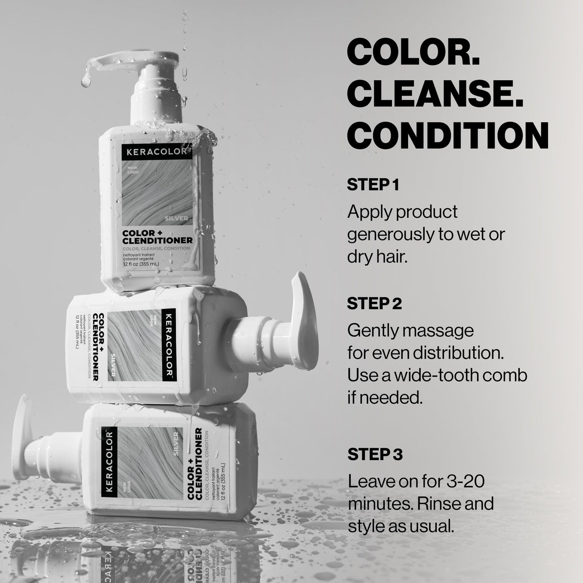 KERACOLOR Color + Clenditioner Silver in a bathroom setting